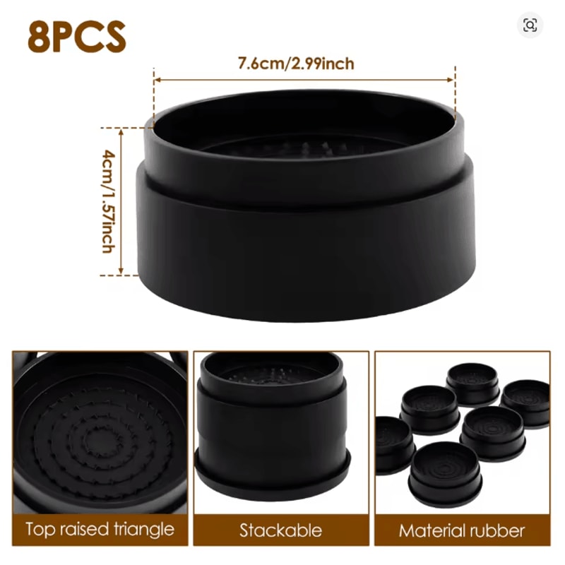 LiftPro Heavy Duty Furniture Risers Rubber Sofa Bed Cabinet Feet Set 8