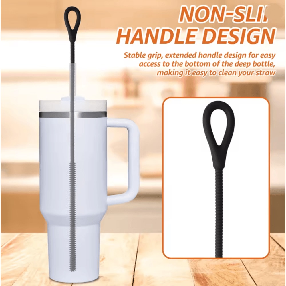 CleanSip Silicone Straw Cleaning Brushes Long Handle Deep Cleaning Set 2