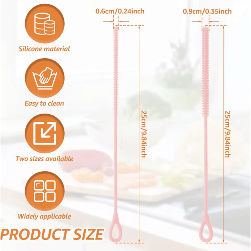 CleanSip Silicone Straw Cleaning Brushes Long Handle Deep Cleaning Set 5