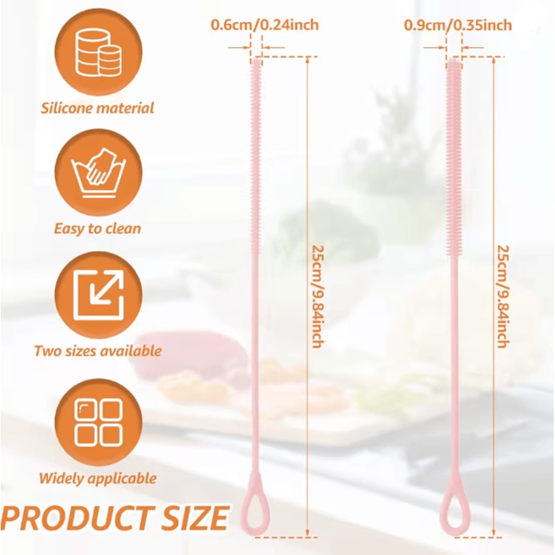 CleanSip Silicone Straw Cleaning Brushes Long Handle Deep Cleaning Set 5