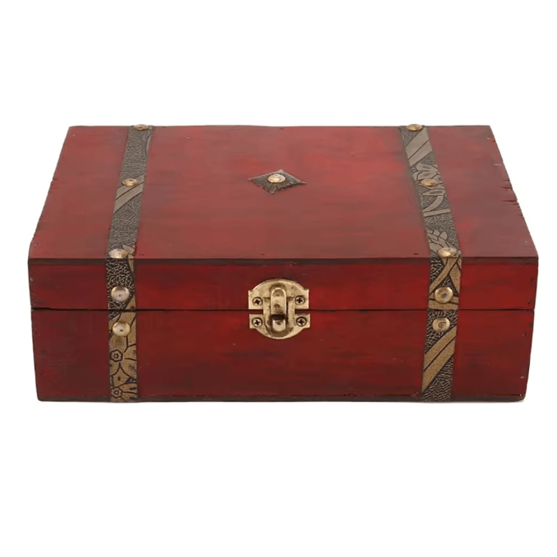 HeritageWood Vintage Treasure Chest Wooden Keepsake Storage Box 4