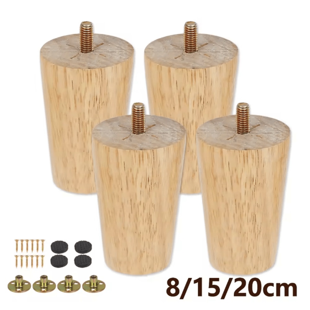WoodRise Solid Wood Furniture Legs Table And Cabinet Replacement Feet Set 0