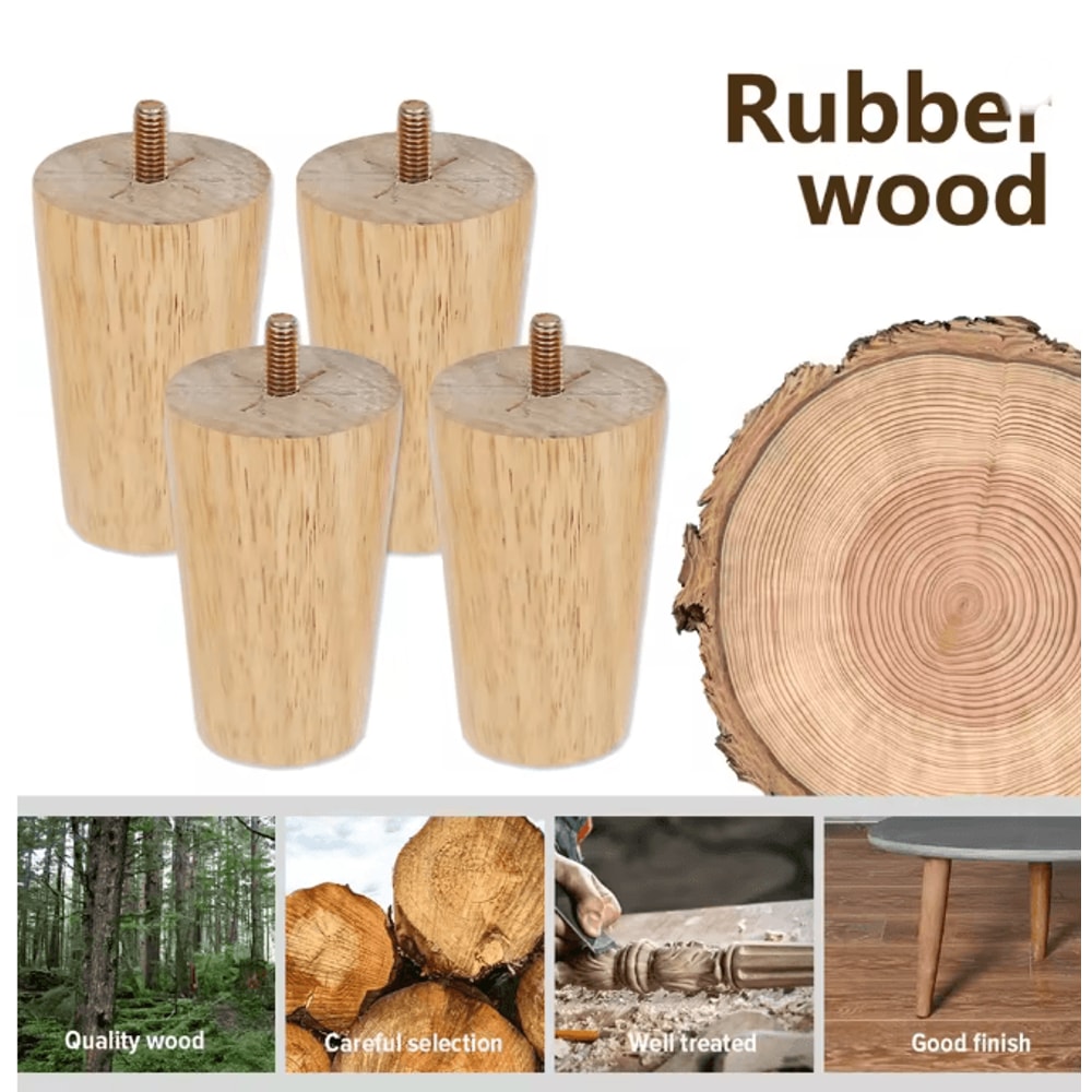 WoodRise Solid Wood Furniture Legs Table And Cabinet Replacement Feet Set 1