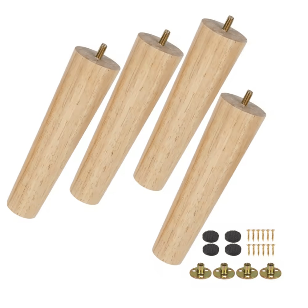 WoodRise Solid Wood Furniture Legs Table And Cabinet Replacement Feet Set 3