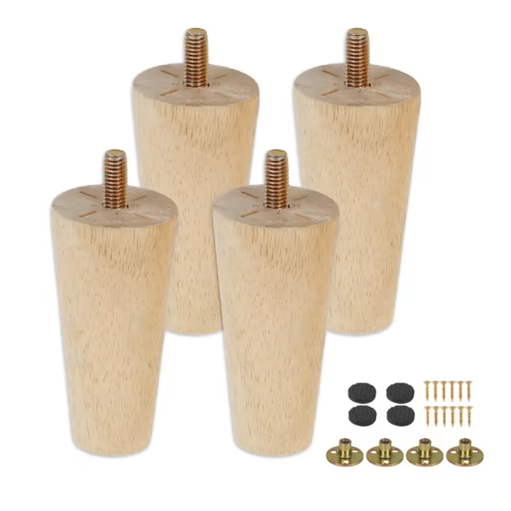 WoodRise Solid Wood Furniture Legs Table And Cabinet Replacement Feet Set 4