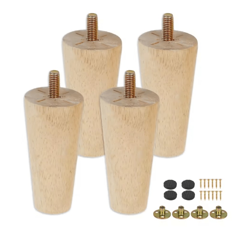 WoodRise Solid Wood Furniture Legs Table And Cabinet Replacement Feet Set 4