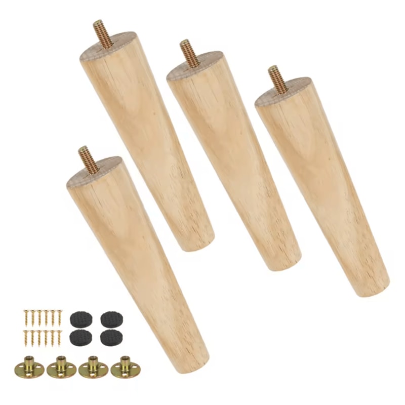 WoodRise Solid Wood Furniture Legs Table And Cabinet Replacement Feet Set 5