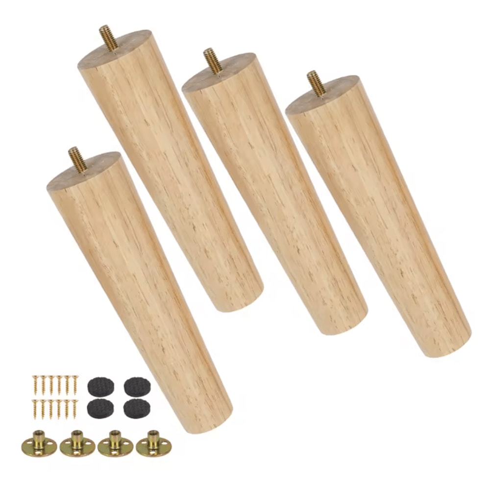 WoodRise Solid Wood Furniture Legs Table And Cabinet Replacement Feet Set 6