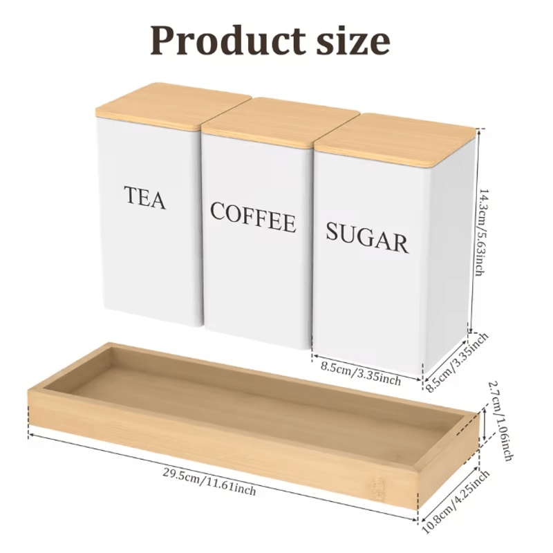 FreshSeal Coffee Storage Canisters Bamboo Lid Metal Kitchen Jar Set 10