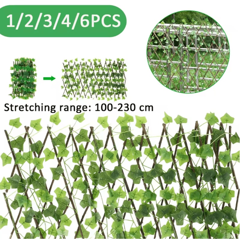 GreenHaven Expanding Garden Privacy Fence Artificial Ivy Trellis Screen 0