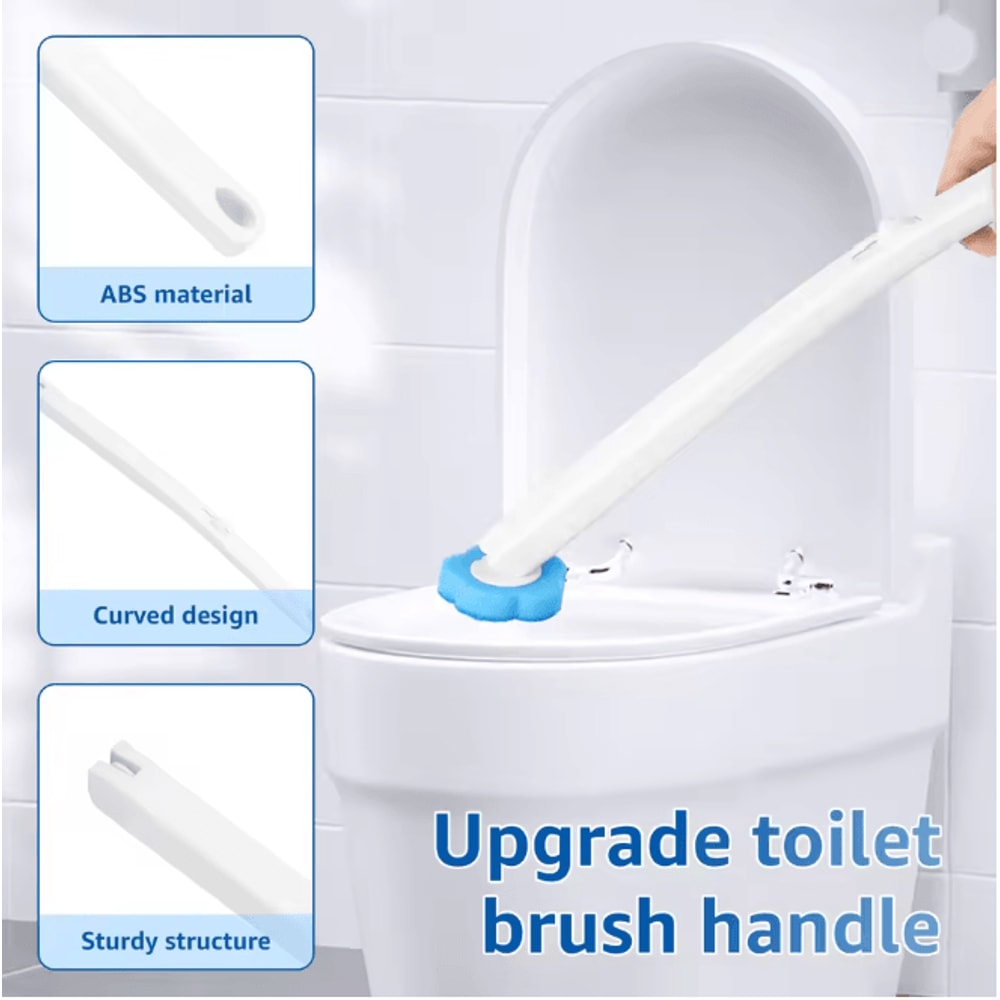 FreshClean Disposable Toilet Brush Kit Long Handle Replaceable Head Set 3