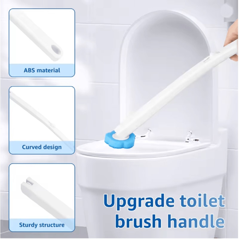 FreshClean Disposable Toilet Brush Kit Long Handle Replaceable Head Set 3