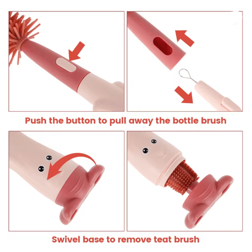 PureCare Baby Bottle Brush Set Silicone Pacifier Straw Cleaner Kit 2