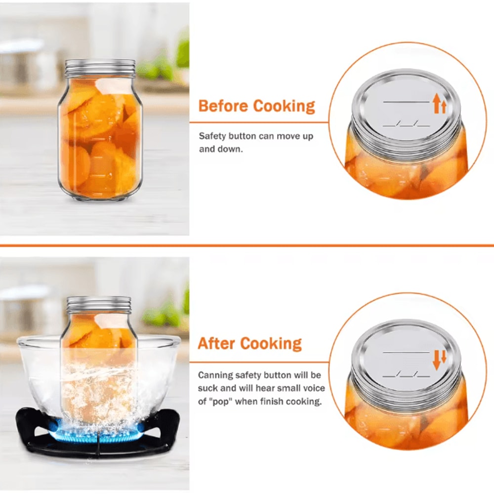 SealFresh Reusable Canning Lids 70mm Regular Mouth Leak Proof Jar Lids Set 2