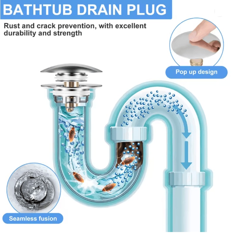 SealFlow Universal Bathtub Drain Stopper Pop Up Rustproof Bath Plug 1
