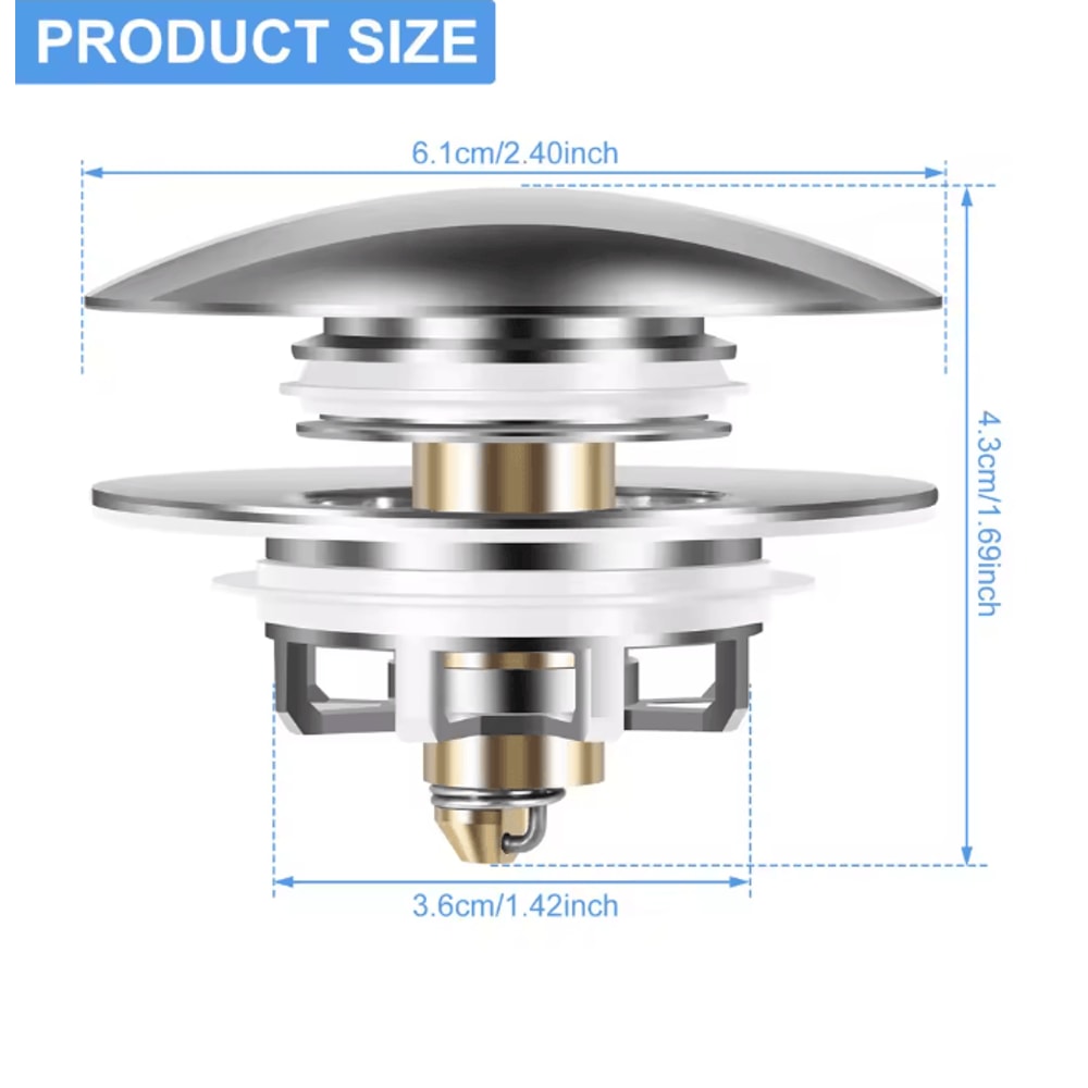 SealFlow Universal Bathtub Drain Stopper Pop Up Rustproof Bath Plug 4