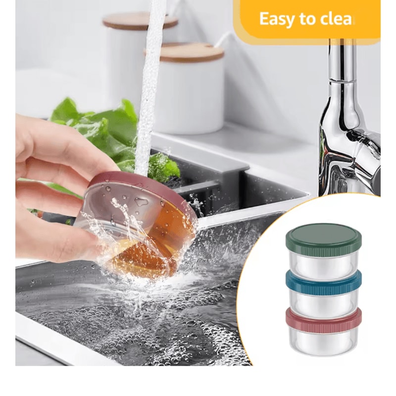 FreshPort Leakproof Salad Dressing Containers Reusable Sauce Cups Set 3