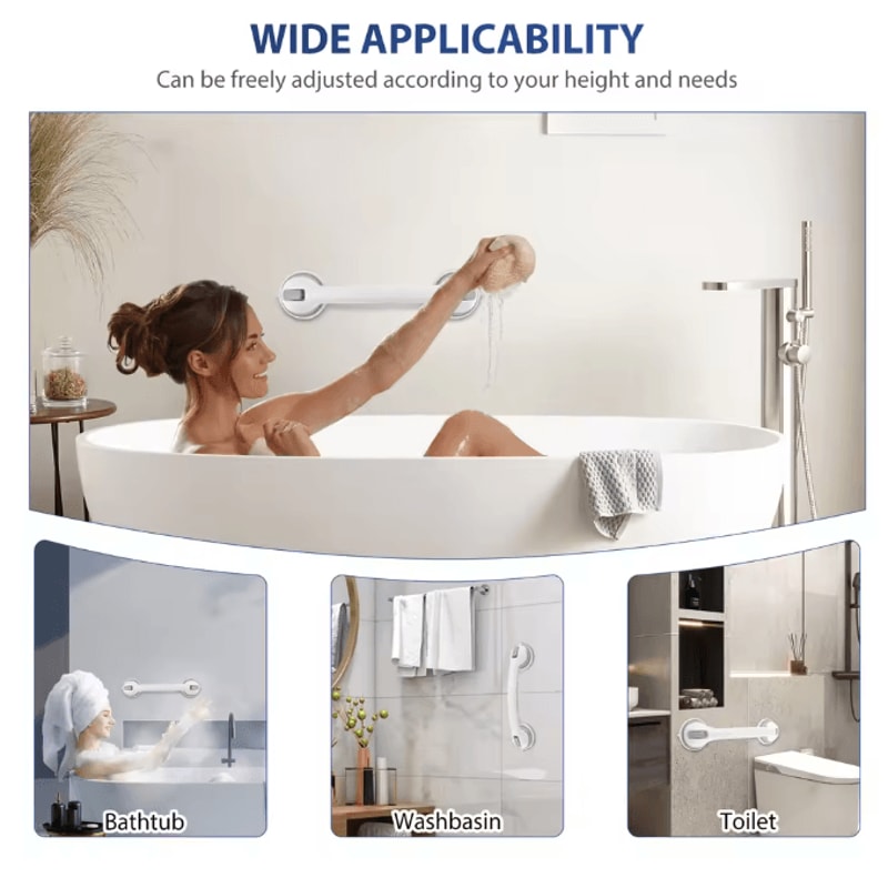 SafeGrip Suction Shower Grab Handles Non Slip Bathroom Safety Bars Set 2