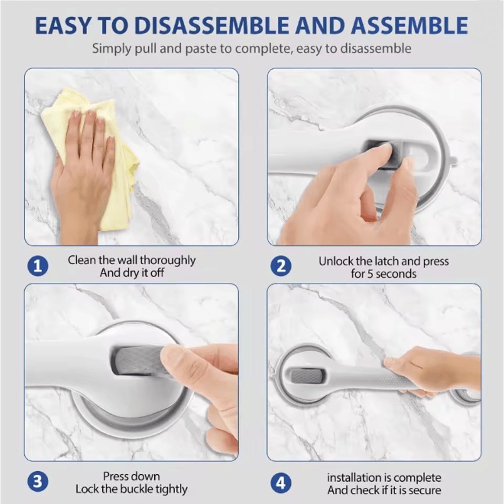 SafeGrip Suction Shower Grab Handles Non Slip Bathroom Safety Bars Set 3
