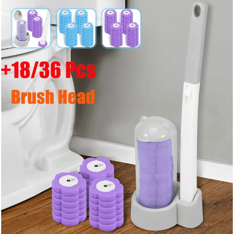 CleanEase Disposable Toilet Brush Cleaner Long Handle Bathroom Cleaning Kit 0