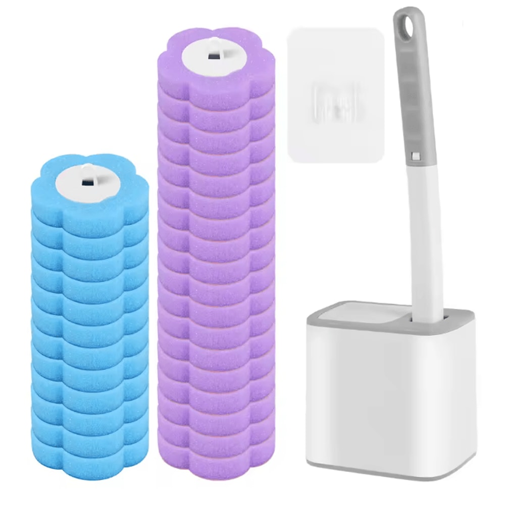 CleanEase Disposable Toilet Brush Cleaner Long Handle Bathroom Cleaning Kit 9