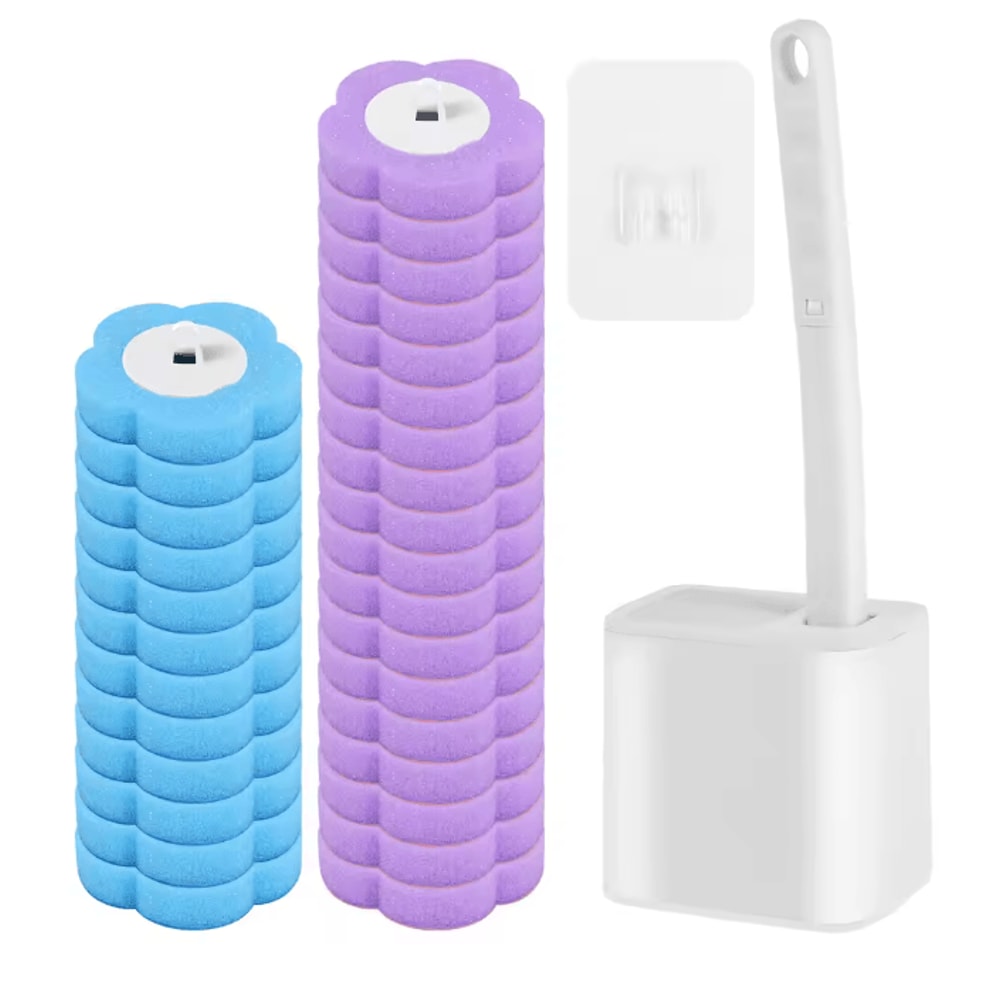 CleanEase Disposable Toilet Brush Cleaner Long Handle Bathroom Cleaning Kit 8