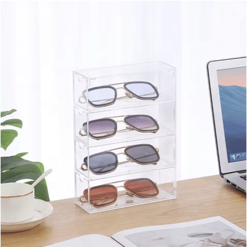 ClearView Acrylic Glasses Organizer Stackable Storage Box With Drawers 1