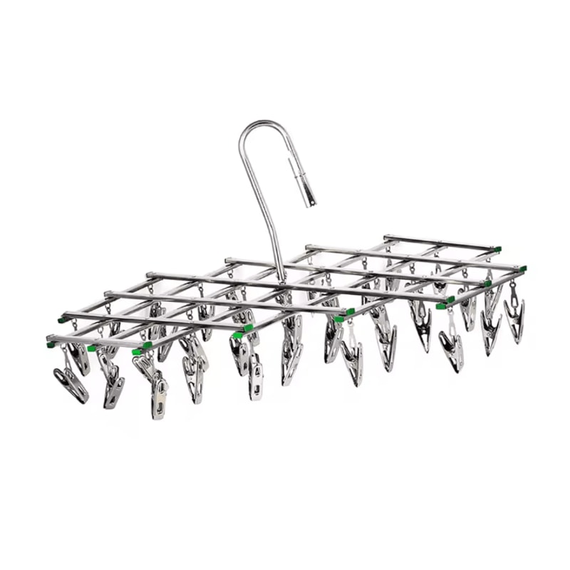 SpinDry Stainless Steel Sock Drying Rack With Windproof Clips 5