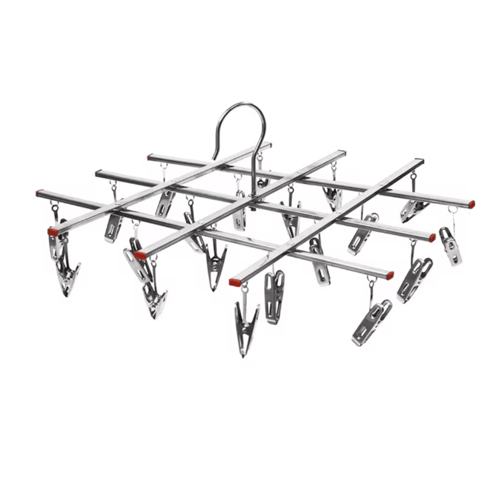 SpinDry Stainless Steel Sock Drying Rack With Windproof Clips 6