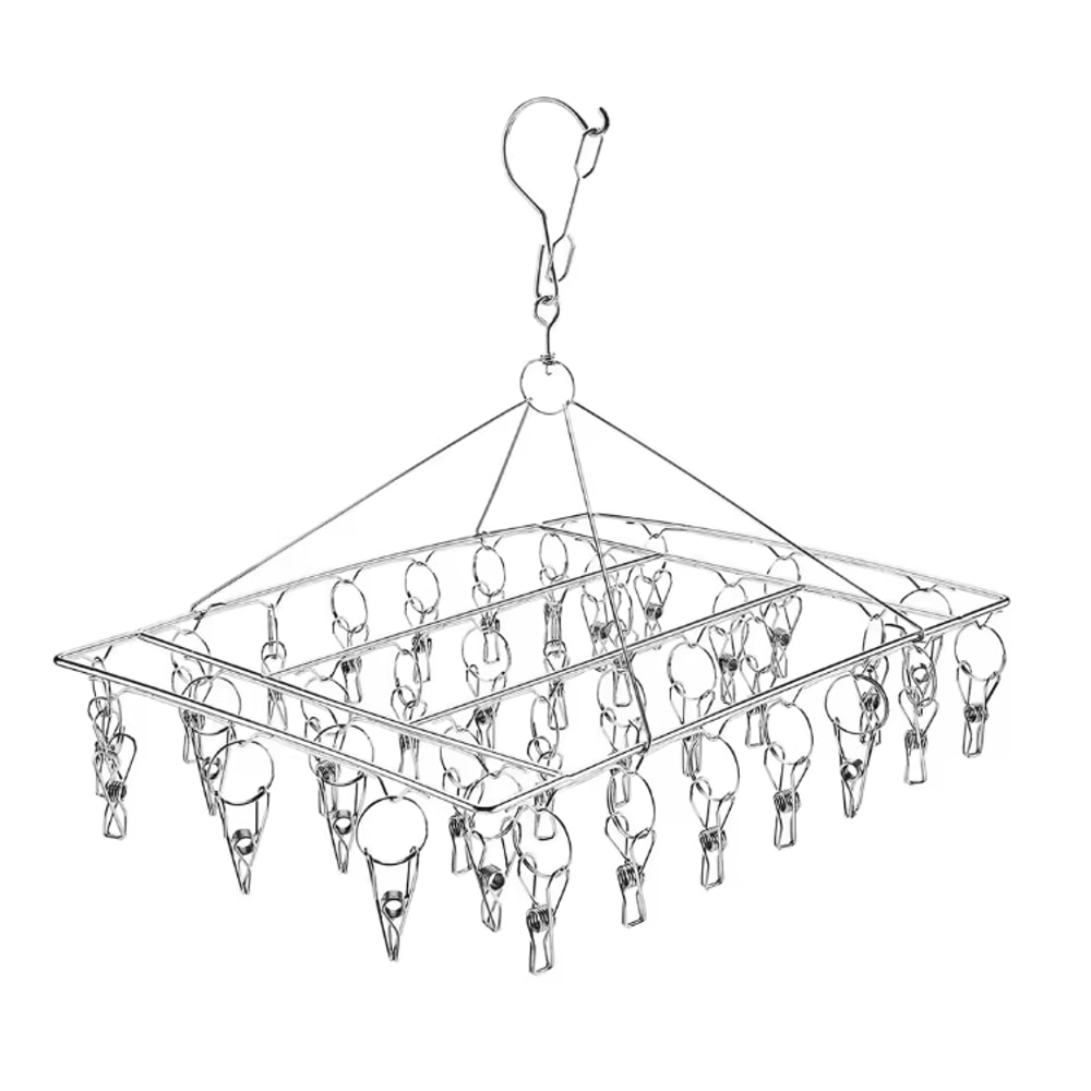 SpinDry Stainless Steel Sock Drying Rack With Windproof Clips 7