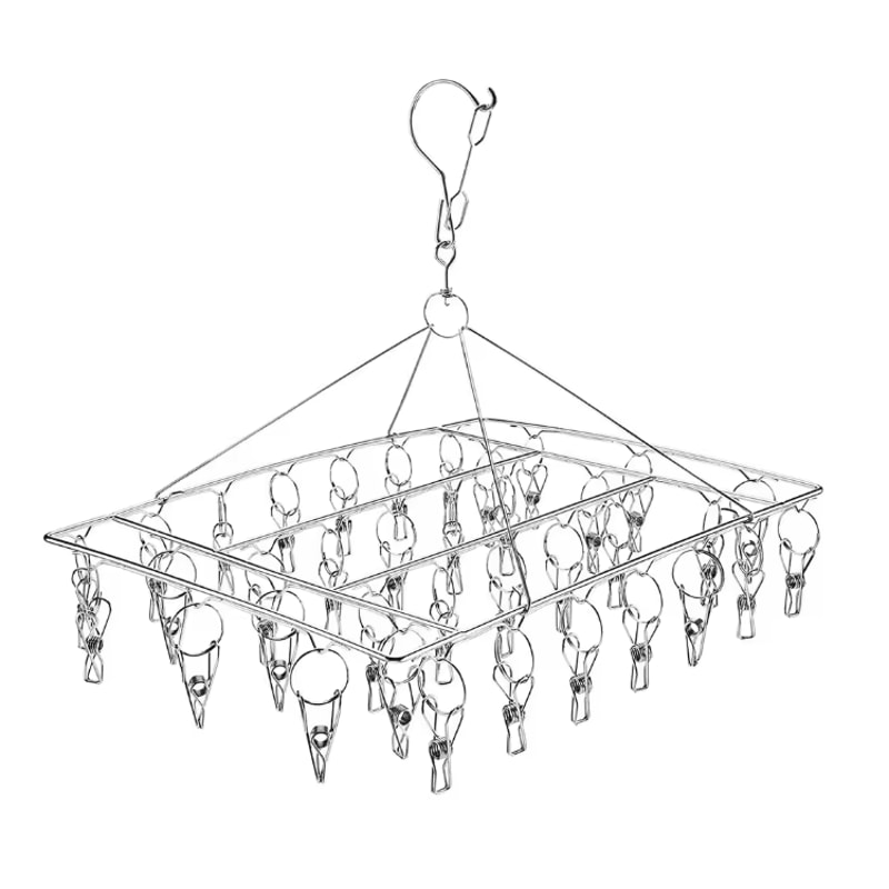 SpinDry Stainless Steel Sock Drying Rack With Windproof Clips 7