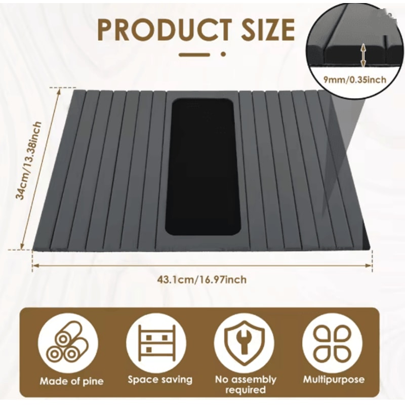 Foldable Wood Sofa Arm Tray Anti Slip Couch Arm Table 6