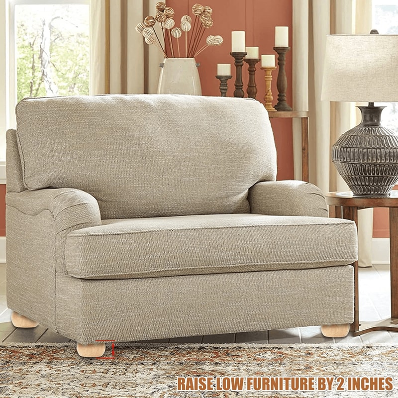 Wood Furniture Legs Round Bun Feet Replacement Set 1