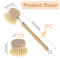 Wooden Handle Kitchen Dish Brush Set With Replacement Heads 3