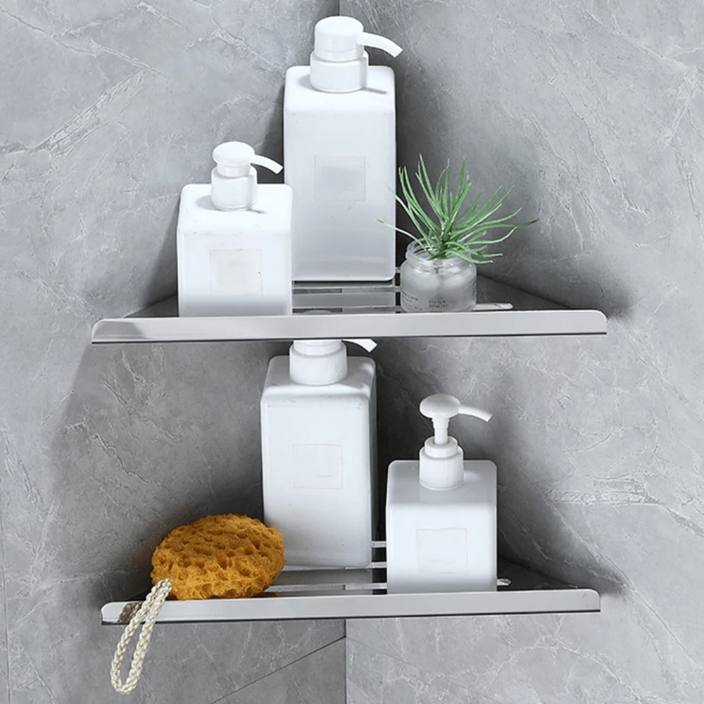 No Drill Stainless Steel Bathroom Shower Shelf Storage Rack 1