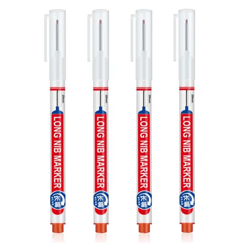 Precision Deep Hole Marker Pen Set Long Nib Waterproof Marking Tool 6