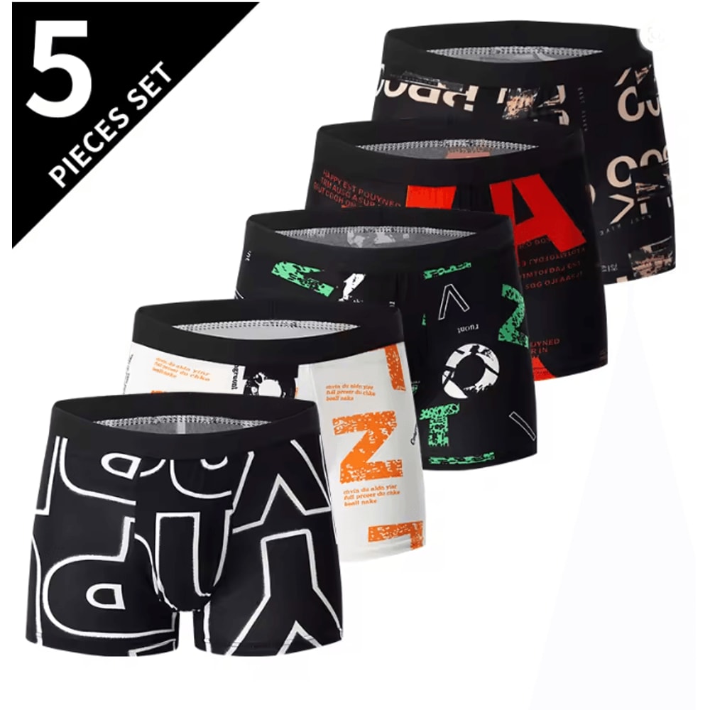 Mens Printed Boyshort Underwear Comfortable Stretch Plus Size Trunks 12