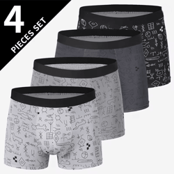 mens printed boyshort underwear comfortable stretch plus size trunks