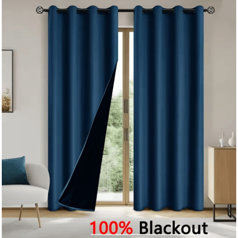 Full Blackout Curtains Solid Color Sun Blocking Drapes For Bedroom And Living Room 3