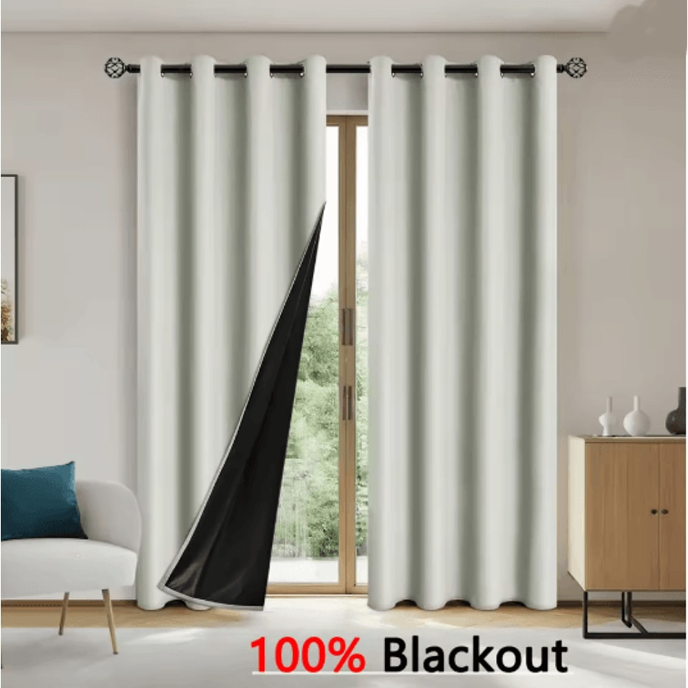 Full Blackout Curtains Solid Color Sun Blocking Drapes For Bedroom And Living Room 4