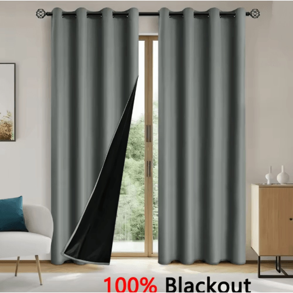 Full Blackout Curtains Solid Color Sun Blocking Drapes For Bedroom And Living Room 8