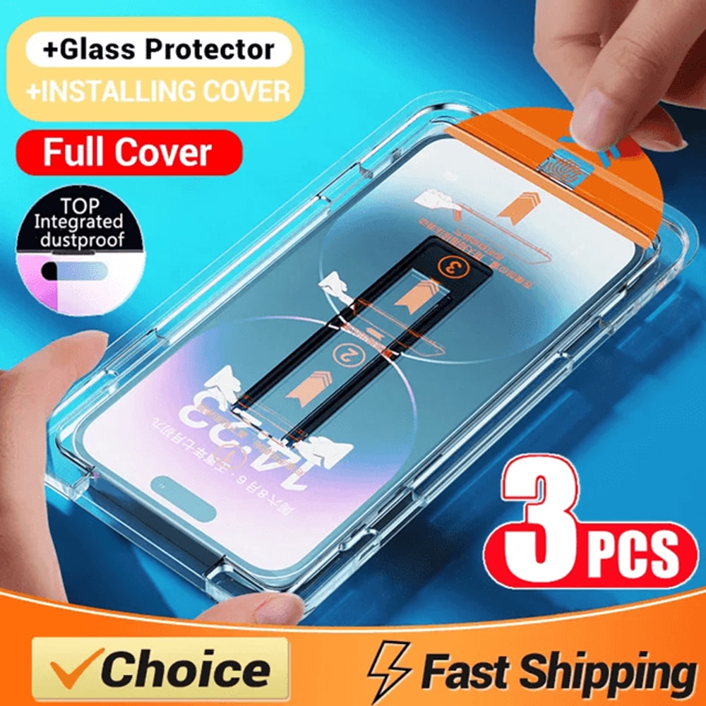 Easy Install Oleophobic Screen Protector For IPhone Full Coverage Glass 3