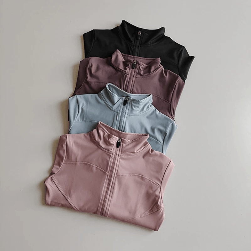 Womens Quick Dry Yoga Jacket Slim Fit Zip Up Fitness Top 1