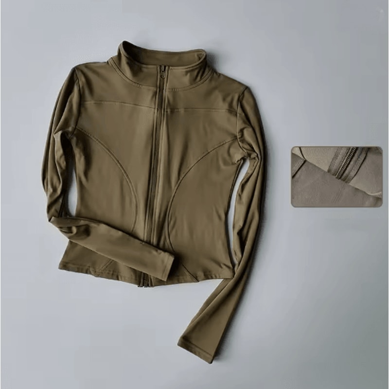 Womens Quick Dry Yoga Jacket Slim Fit Zip Up Fitness Top 12