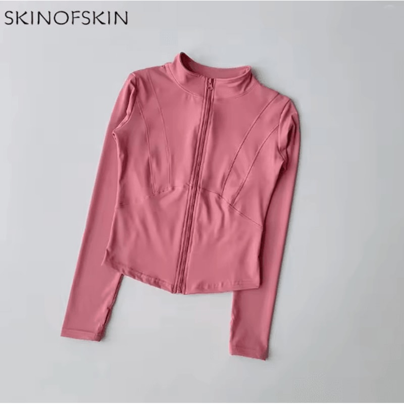 Womens Quick Dry Yoga Jacket Slim Fit Zip Up Fitness Top 7