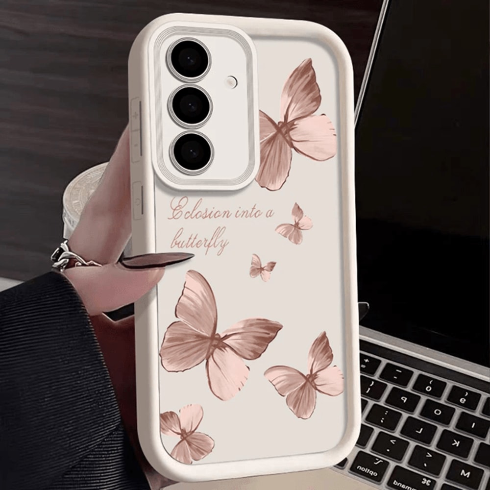 Gold Butterfly TPU Phone Case For Samsung Galaxy Soft Protective Cover 5