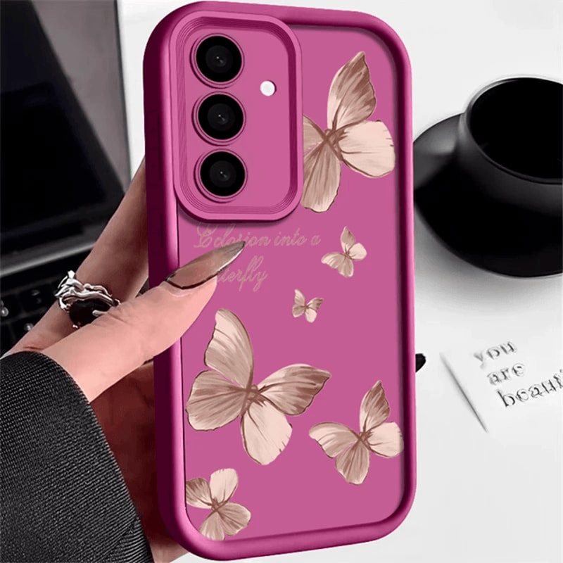 Gold Butterfly TPU Phone Case For Samsung Galaxy Soft Protective Cover 8
