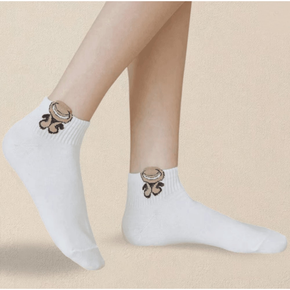 Cartoon Teddy Bear Ankle Socks For Women Soft Breathable Casual Wear 0