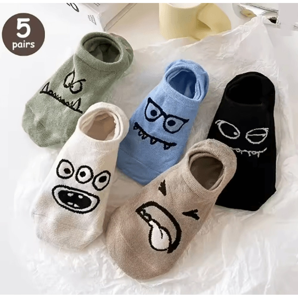 Cartoon Teddy Bear Ankle Socks For Women Soft Breathable Casual Wear 8