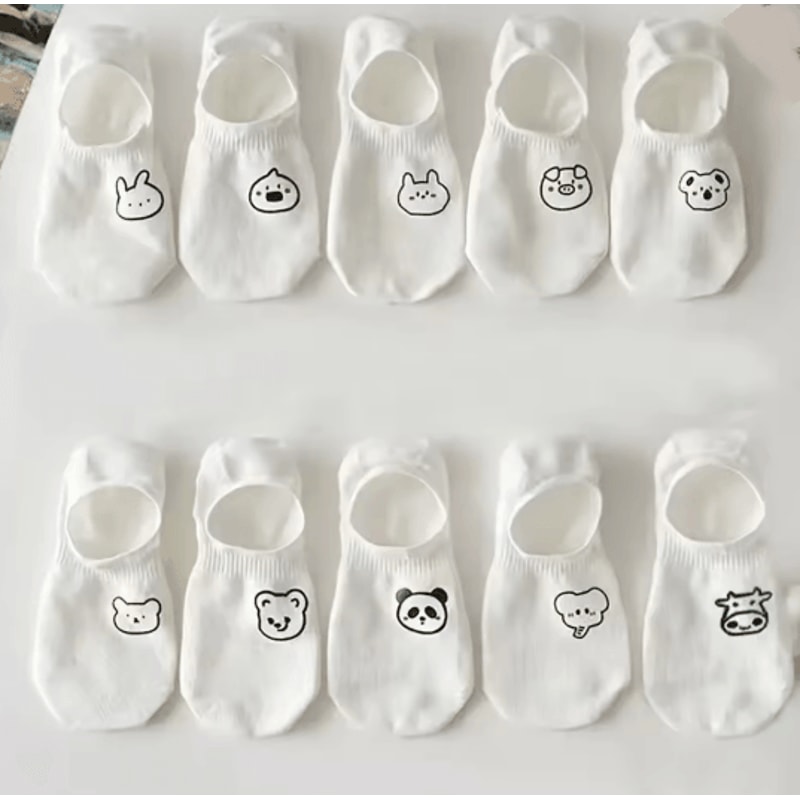 Cartoon Teddy Bear Ankle Socks For Women Soft Breathable Casual Wear 19